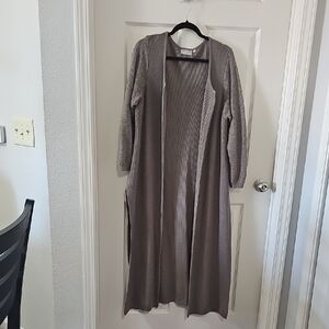 Elegant Longline Gray Sweater Cardigan